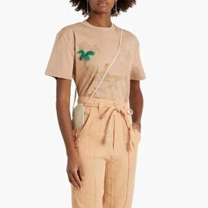 NWT Joie Hays Embroidered Tropical Beach Resort Classic Cotton Jersey Shirt $148